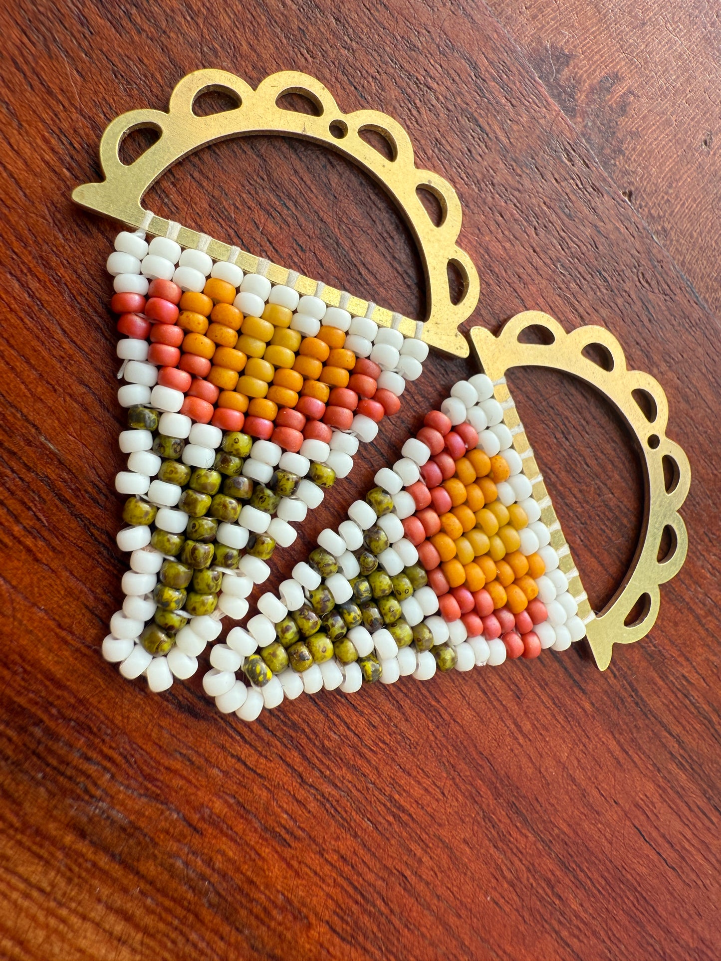 Pumpkin/Mustard Folk Tulips on Scalloped Frames