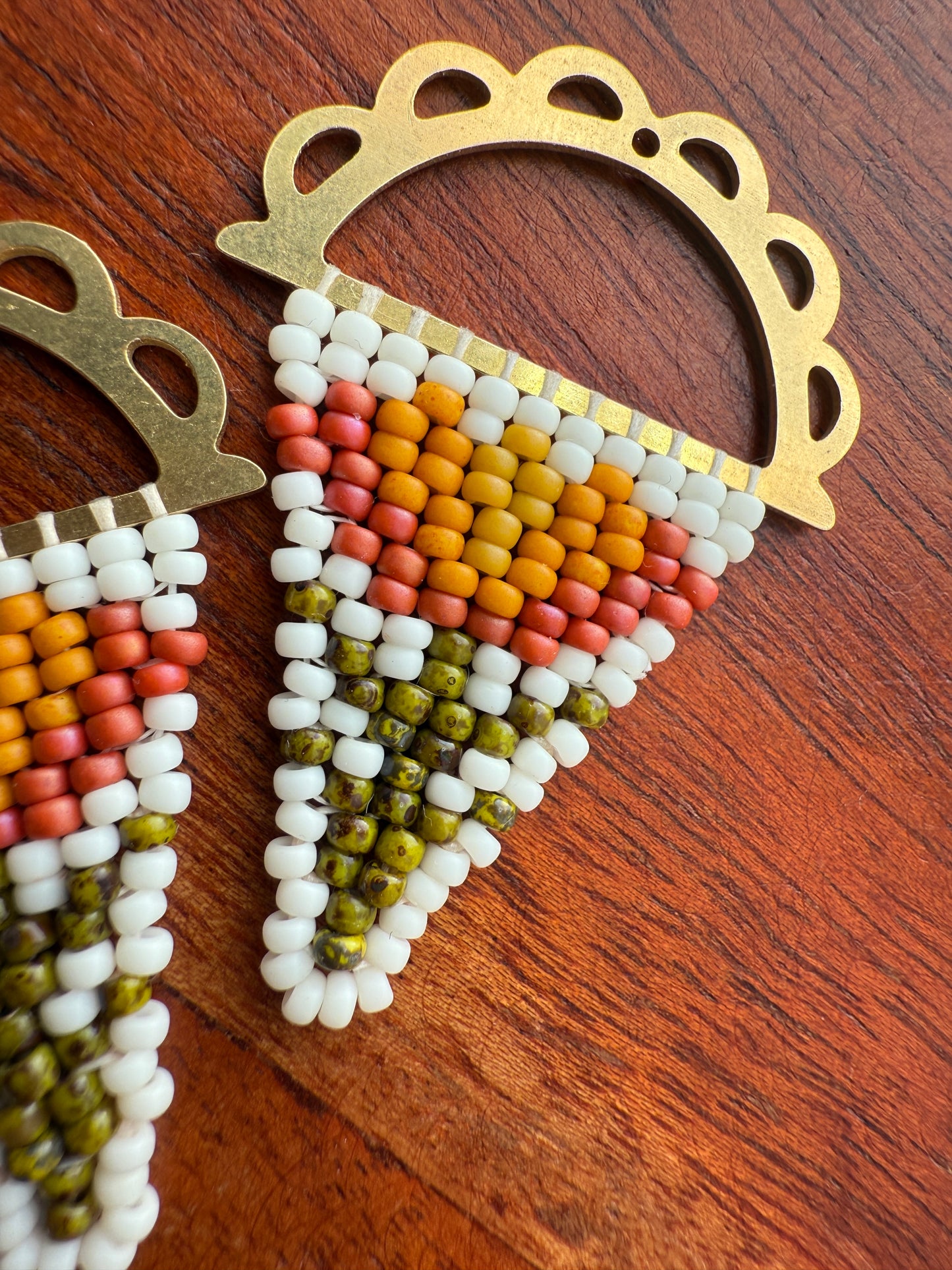 Pumpkin/Mustard Folk Tulips on Scalloped Frames