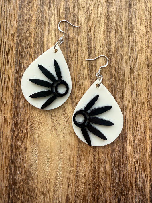 Acrylic Dance Fan Drops *Black on 1.75" White Drop*