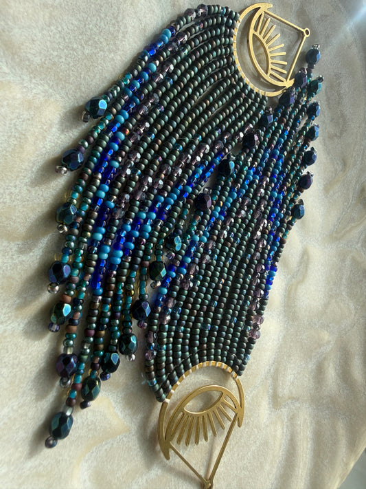 Moon Fringe (Navy, Bead Mix)