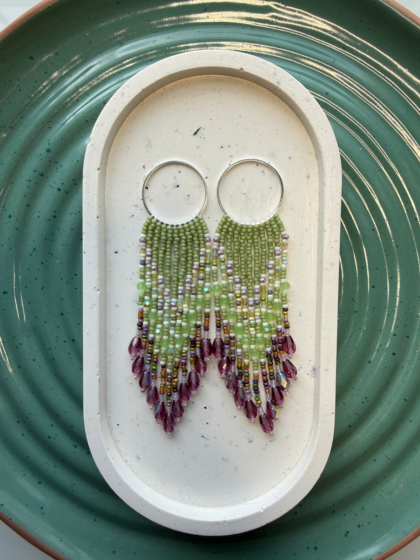 Green Purple Bead Mix Fringe
