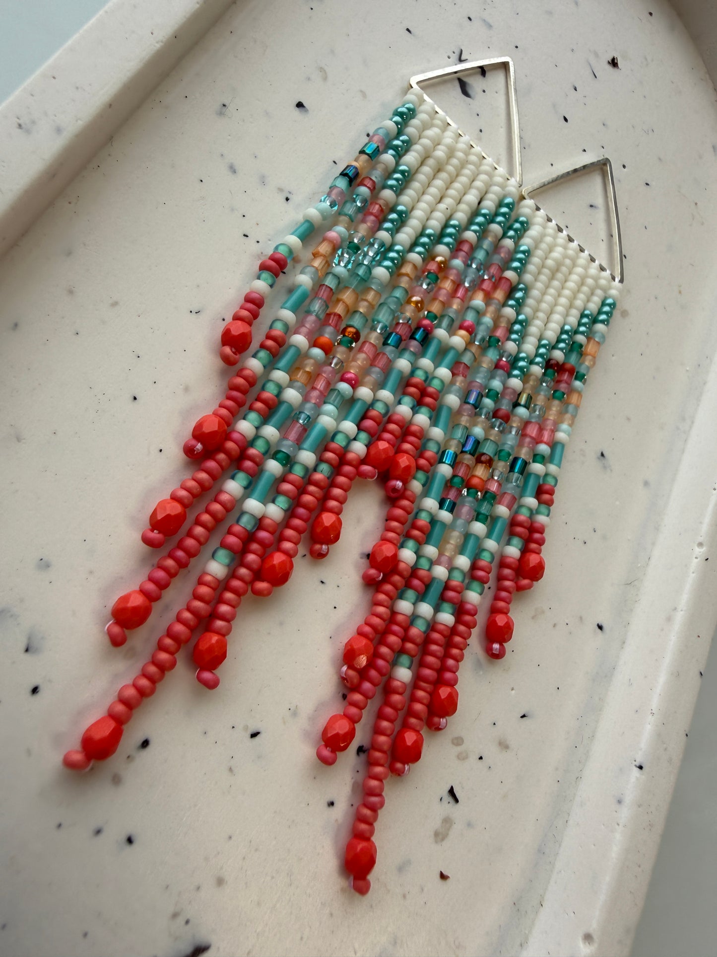 Turquoise Bead Mix Coral Fringe