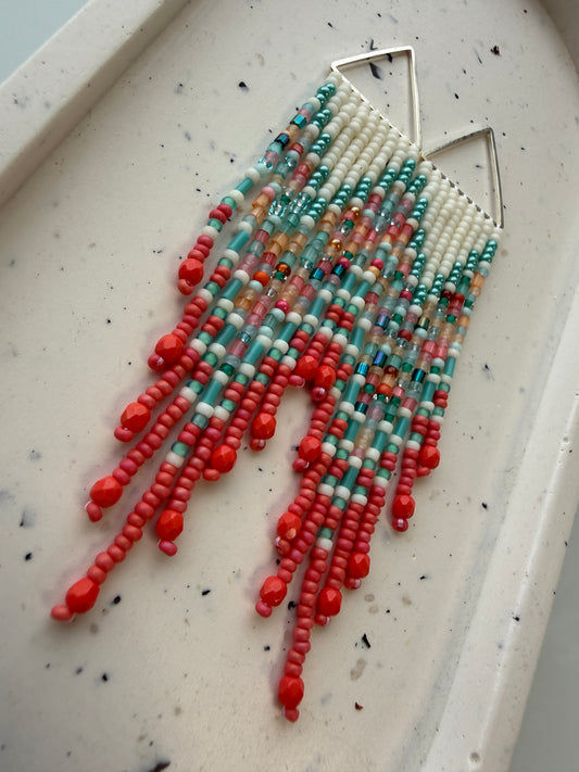 Turquoise Bead Mix Coral Fringe
