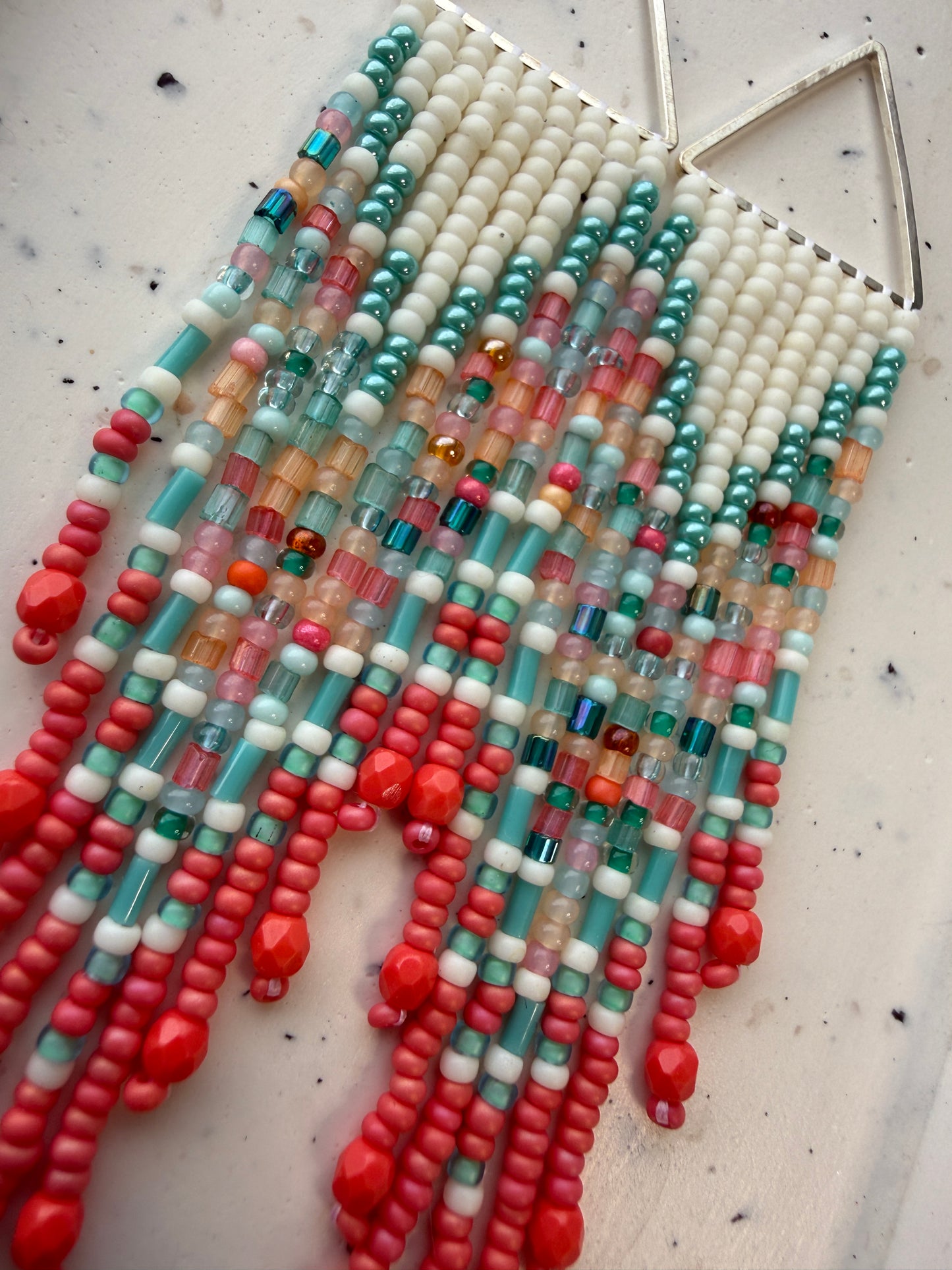 Turquoise Bead Mix Coral Fringe