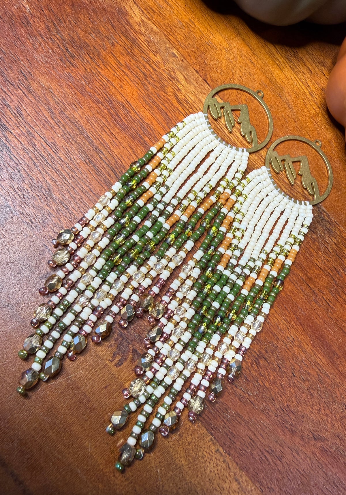 Green/Mustard  Fringe on Mountain Frames