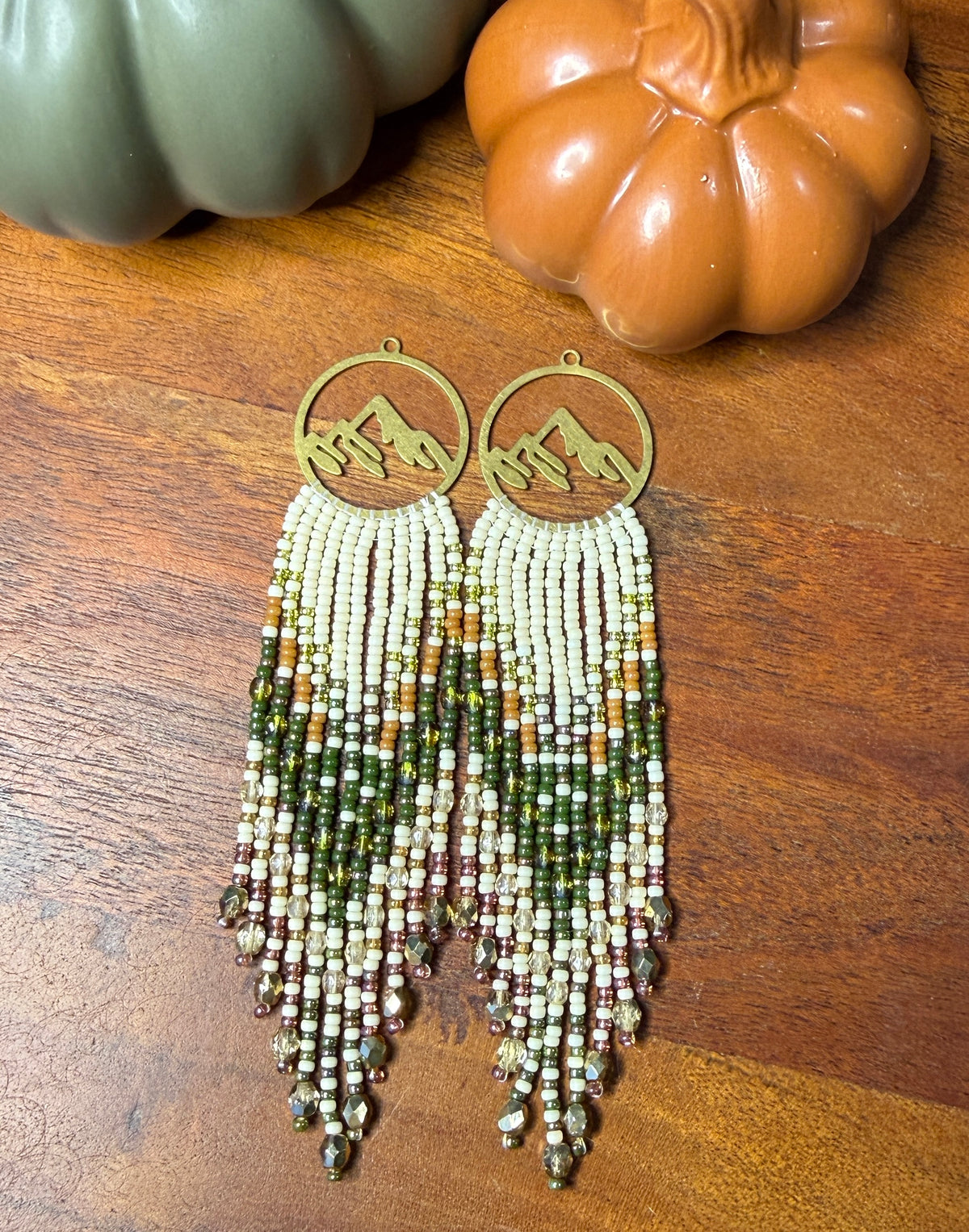 Green/Mustard  Fringe on Mountain Frames